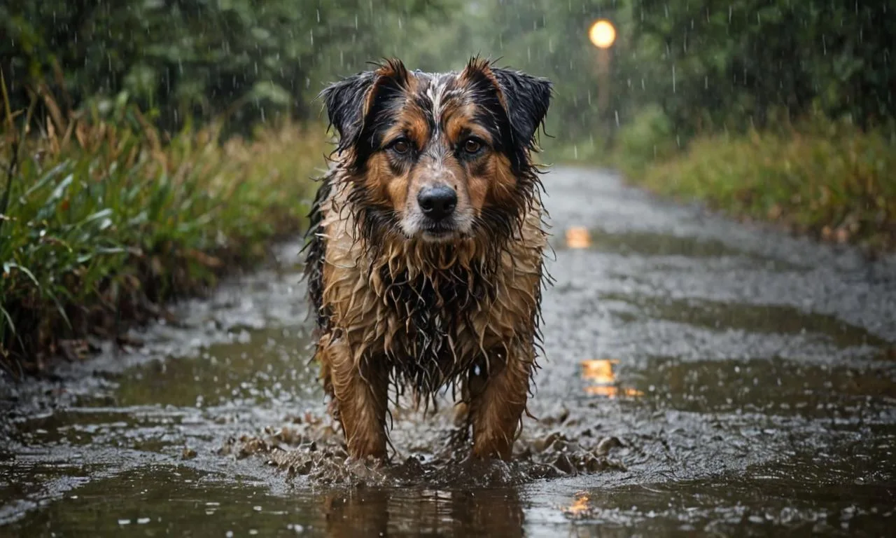 De ce stau câinii în ploaie